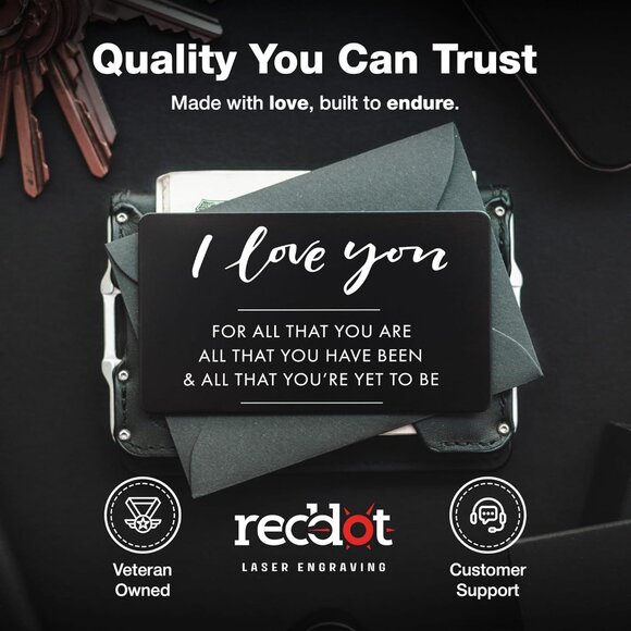 I Love You Wallet Card – Engraved Keepsake for Him or Her, Durable Metal Wallet - Picture 7 of 7